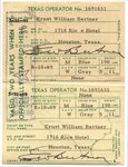 Memorabilia; Registration Certificates, Driver's License; Business Cards and Rail Passes; 1942-1952 by Ernest William Bertner (1889-1950)