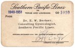 Memorabilia; Registration Certificates, Driver's License; Business Cards and Rail Passes; 1942-1954 by Ernest William Bertner (1889-1950)