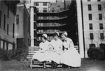 Nursing Students on Bench by Memorial Hospital System