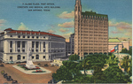 Alamo Plaza Post Office. Cenotaph and Medical Arts Building, San Antonio, TX (Front) by San Antonio Card Co.