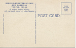 King's Daughters Hospital, Temple, TX (Back) by C. T. American Art Post Card